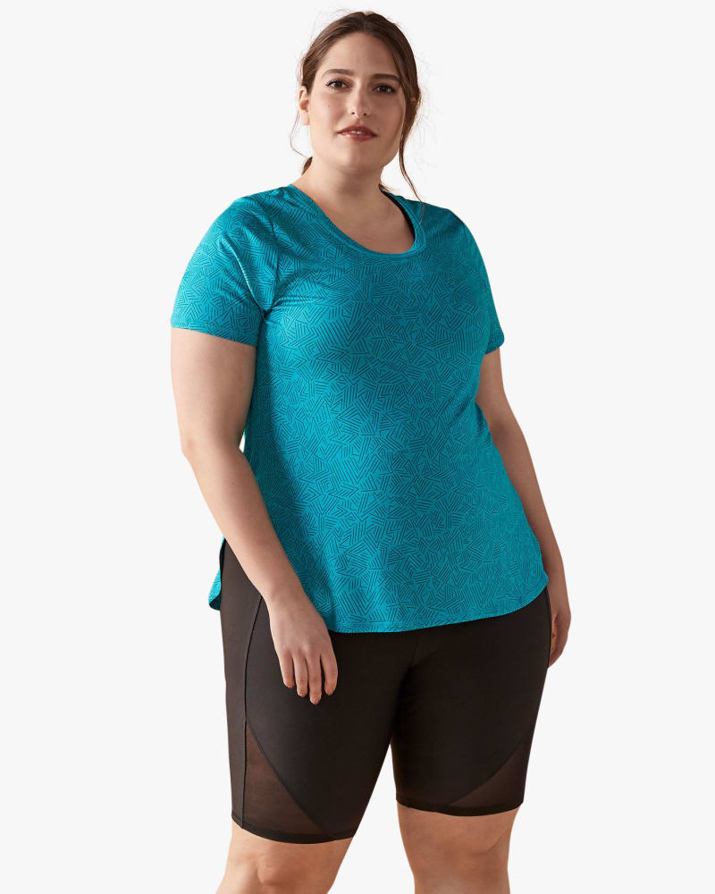 Plus size model wearing Melissa Knit Tee by ActiveZone | Dia&Co | dia_product_style_image_id:128922